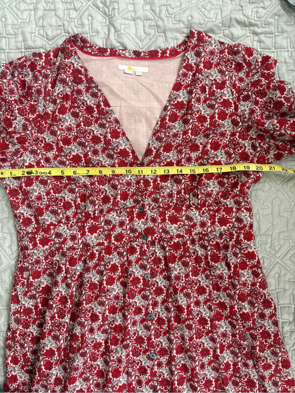 Boden Button Through red and pink floral prairie Maxi Tea Dress size 12 - Picture 14 of 15